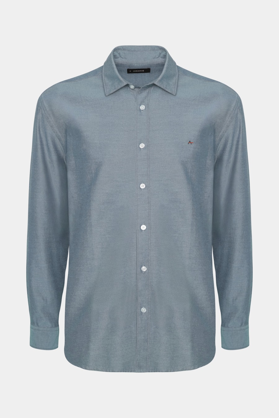Camisa Manga Longa Regular Sarja Mista Azul — foto 5 de 6