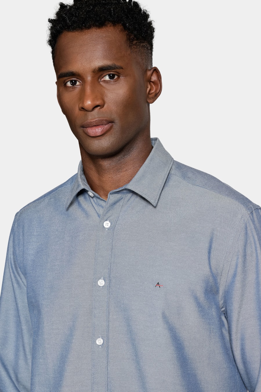 Camisa Manga Longa Regular Sarja Mista Azul — foto 3 de 6