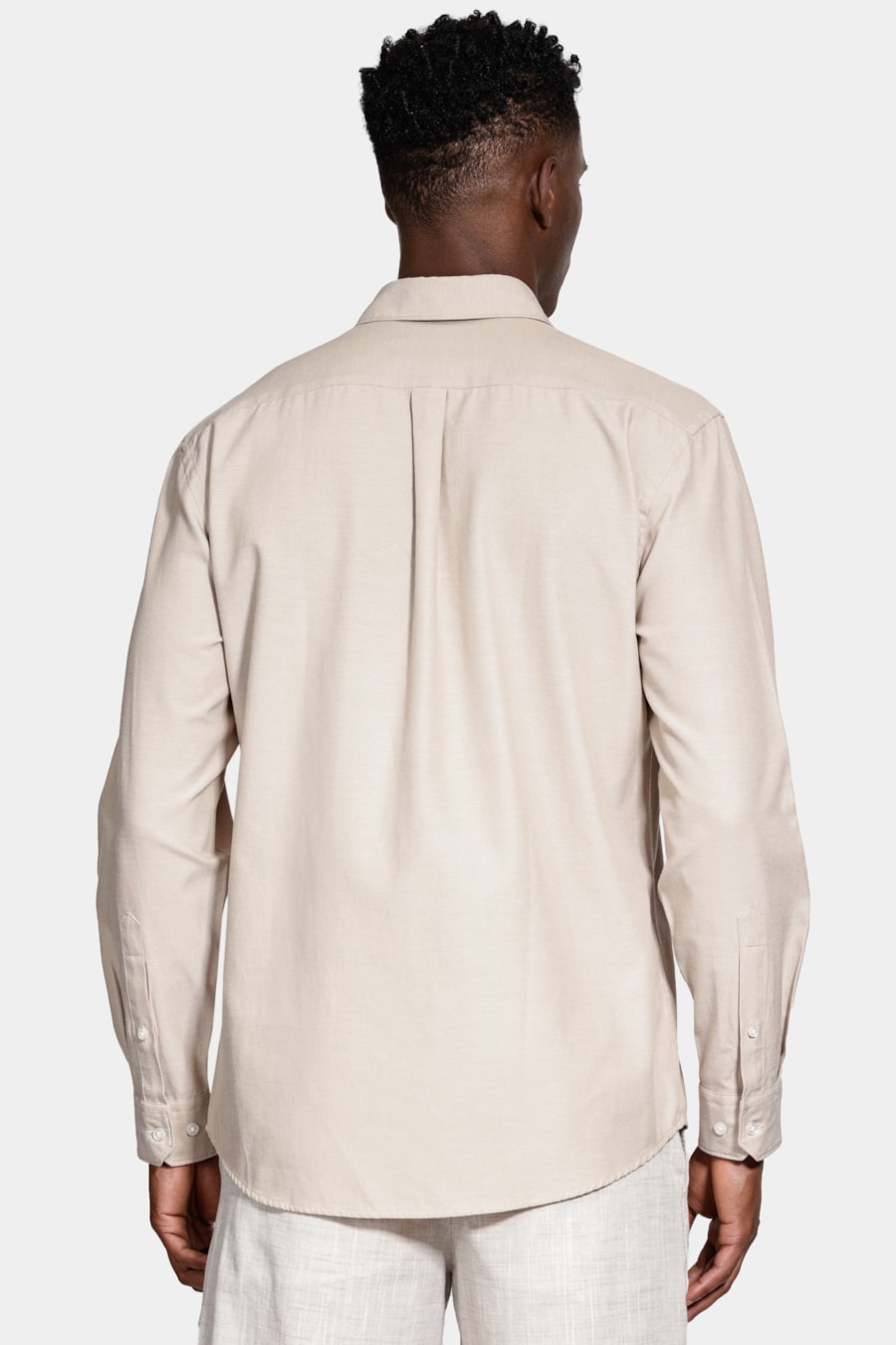 Camisa Manga Longa Regular Sarja Mista Caqui — foto 4 de 6