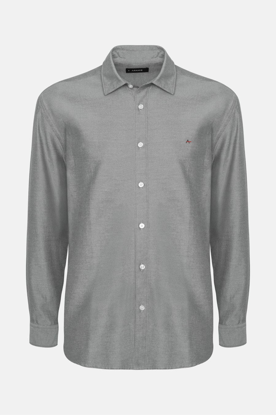 Camisa Manga Longa Regular Sarja Mista Chumbo — foto 5 de 6