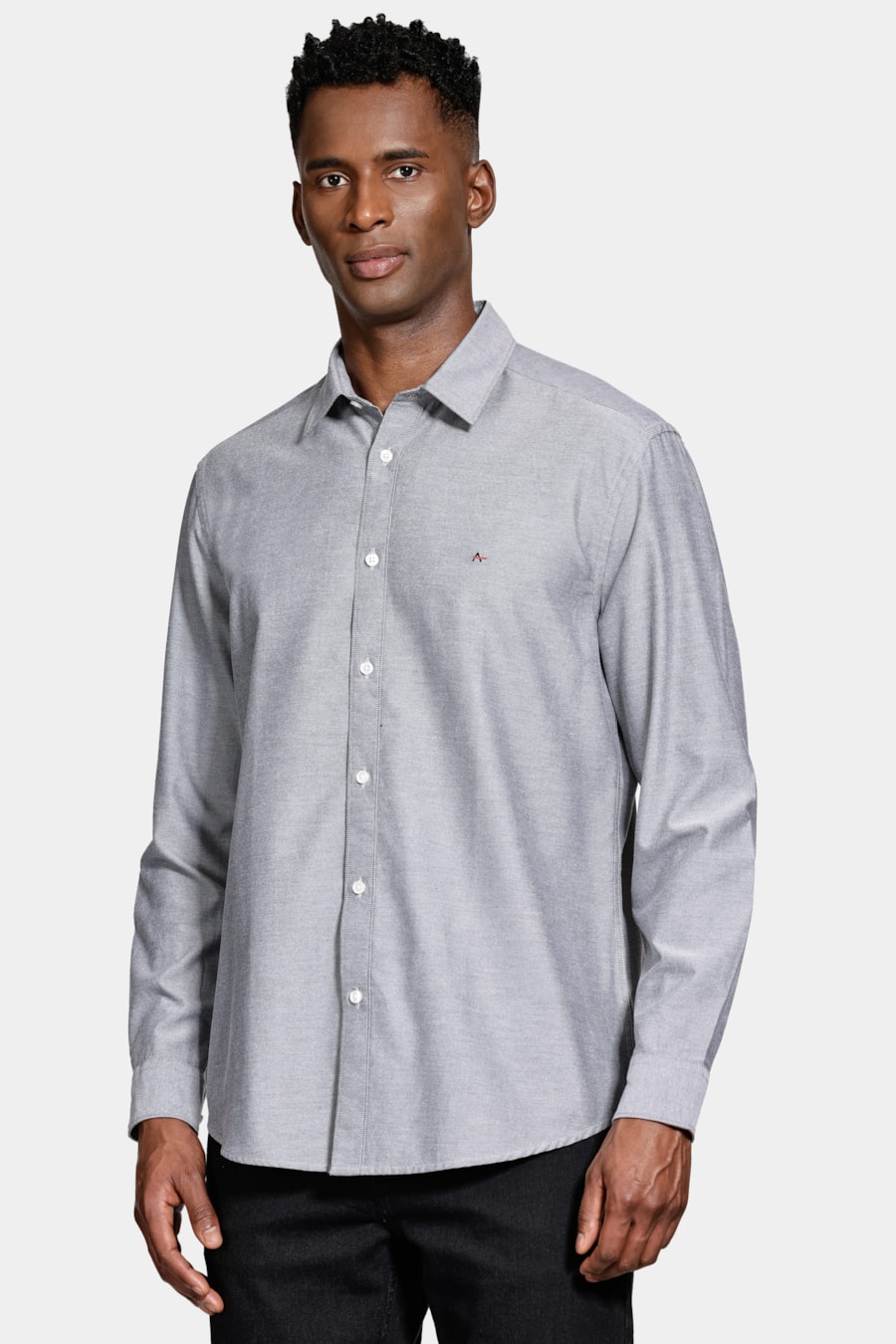 Camisa Manga Longa Regular Sarja Mista Chumbo — foto 1 de 6