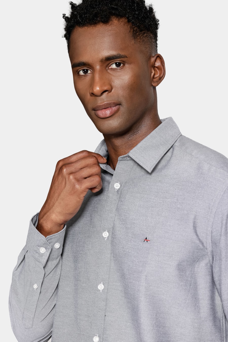 Camisa Manga Longa Regular Sarja Mista Chumbo — foto 3 de 6