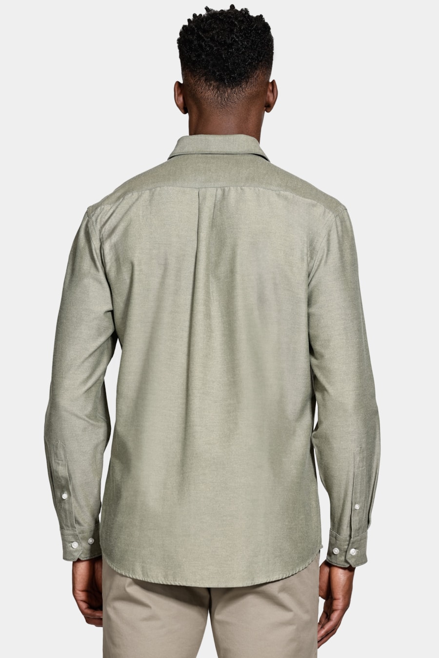 Camisa Manga Longa Regular Sarja Mista Verde Militar — foto 4 de 6