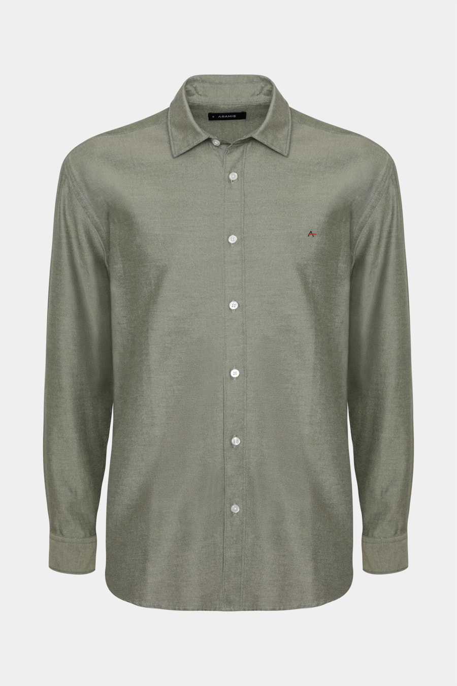 Camisa Manga Longa Regular Sarja Mista Verde Militar — foto 5 de 6