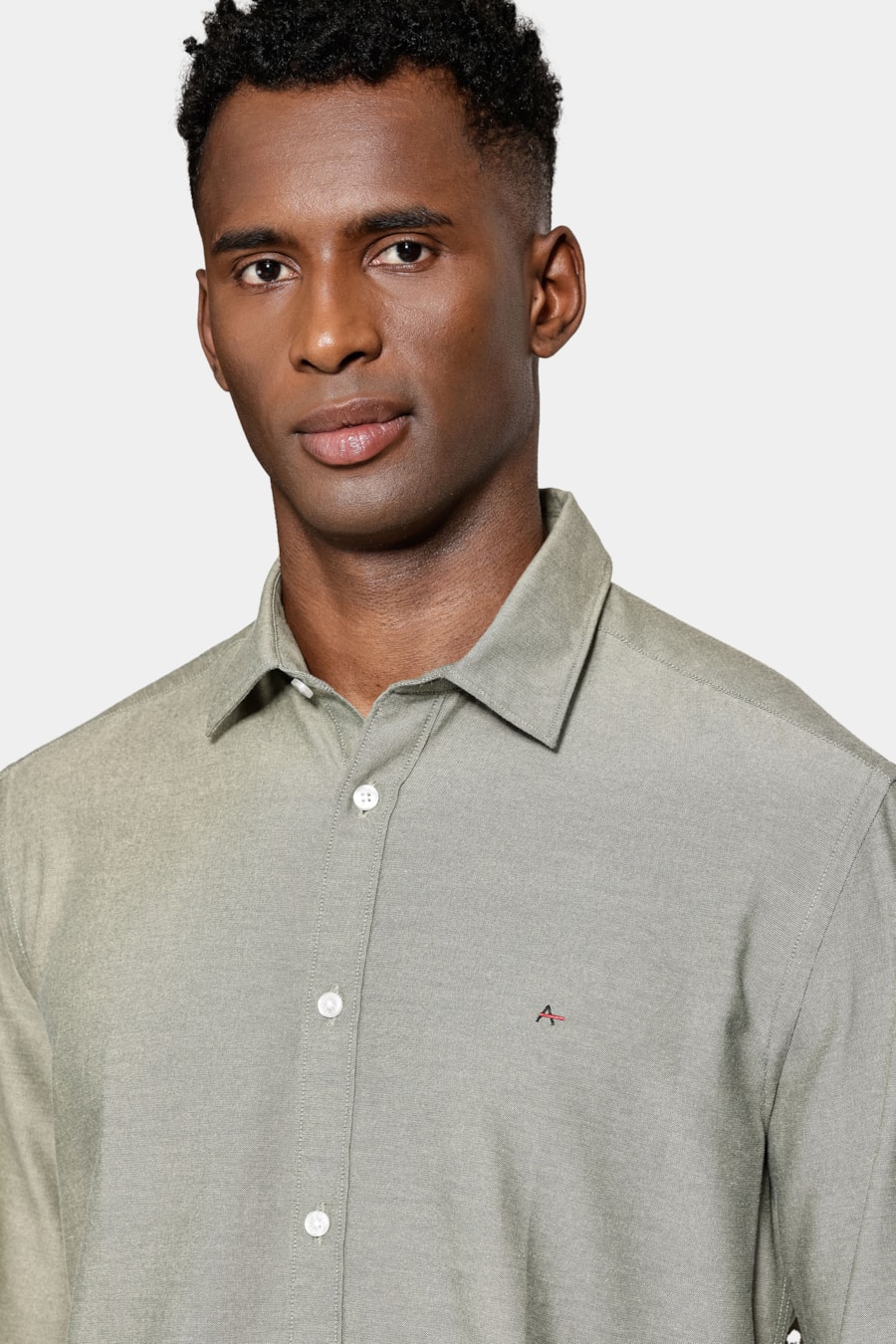 Camisa Manga Longa Regular Sarja Mista Verde Militar — foto 3 de 6