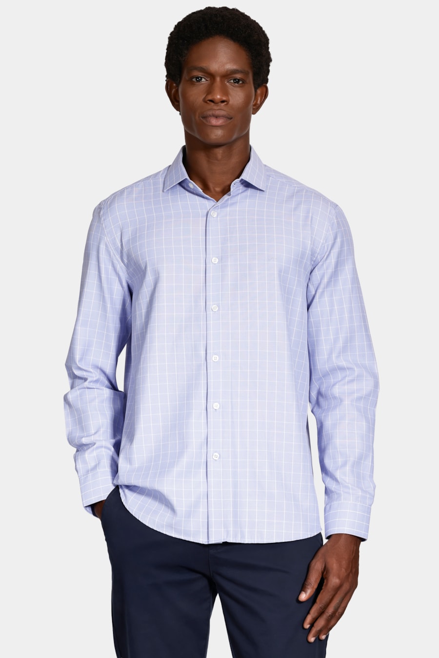 Camisa Manga Longa Regular Siena Misto Xadrez Azul — foto 1 de 6