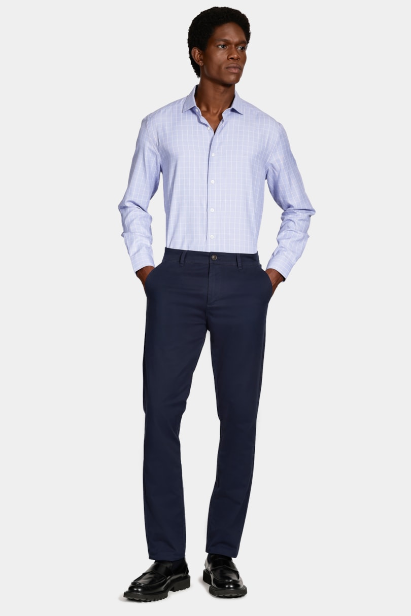Camisa Manga Longa Regular Siena Misto Xadrez Azul