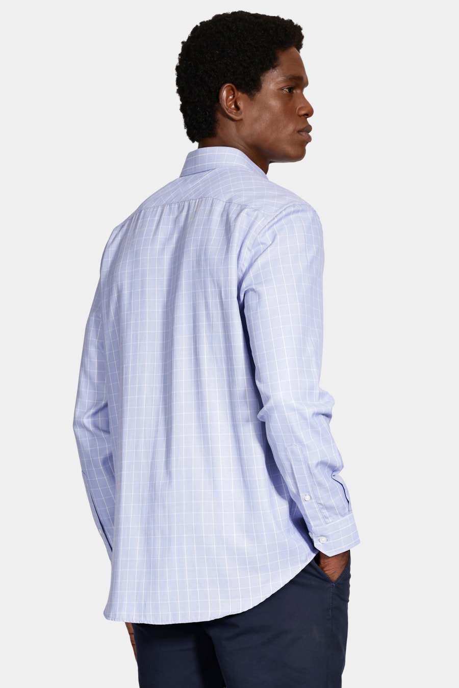 Camisa Manga Longa Regular Siena Misto Xadrez Azul — foto 4 de 6