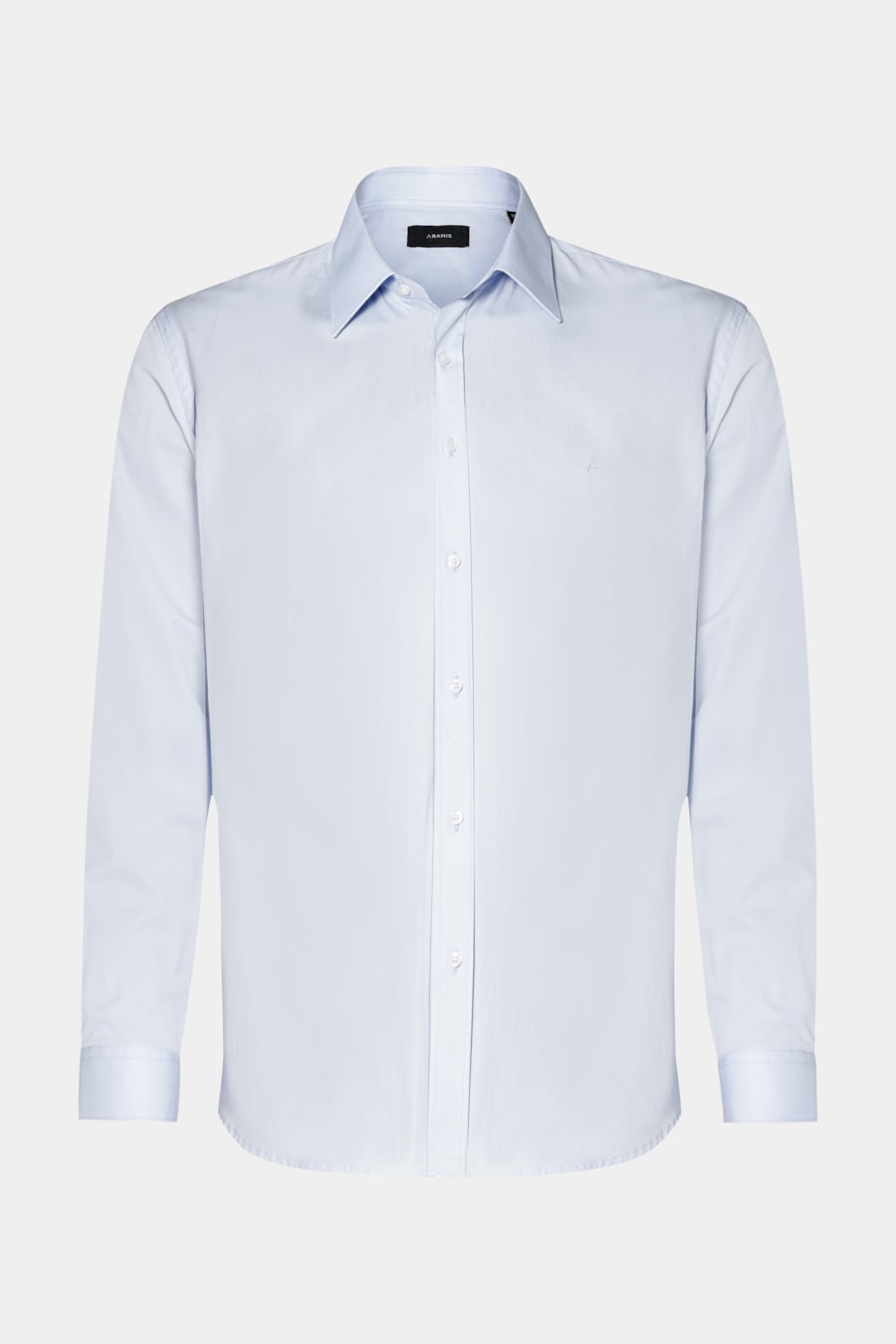 Camisa Manga Longa Regular Social Tricoline de Algodão Liso Azul Claro — foto 6 de 6