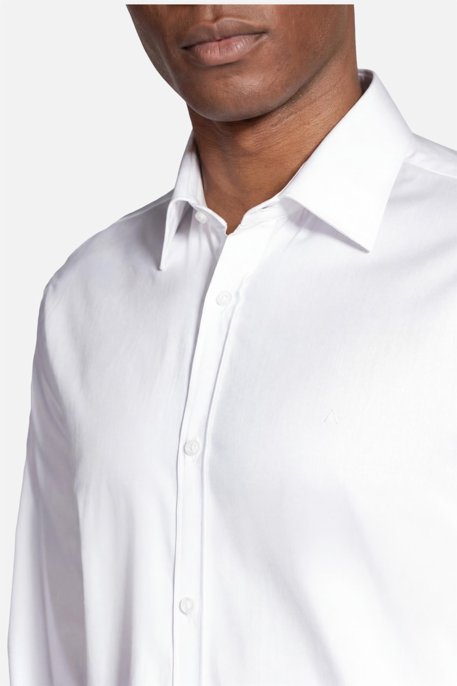 Camisa Manga Longa Regular Social Tricoline de Algodão Liso Branco — foto 3 de 5