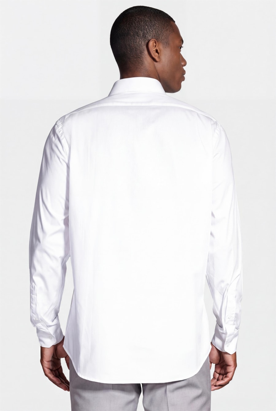 Camisa Manga Longa Regular Social Tricoline de Algodão Liso Branco — foto 4 de 5