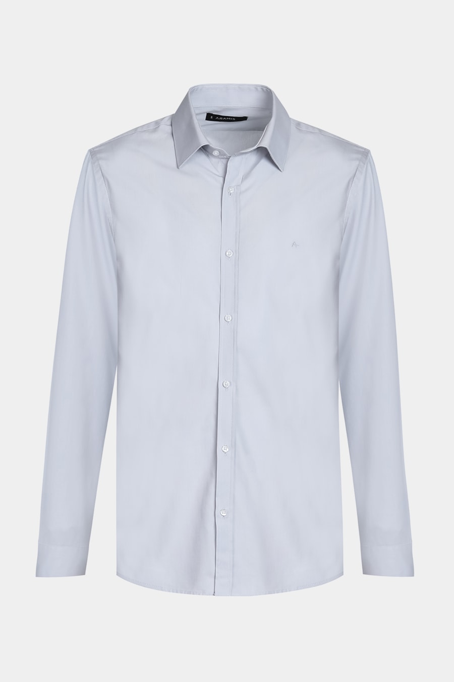 Camisa Manga Longa Regular Social Tricoline de Algodão Liso Cinza