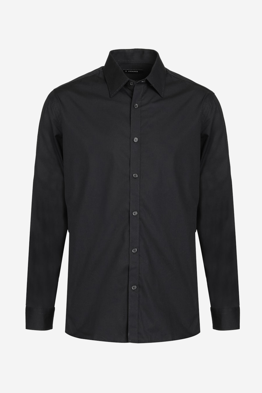 Camisa Manga Longa Regular Social Tricoline de Algodão Liso Preto