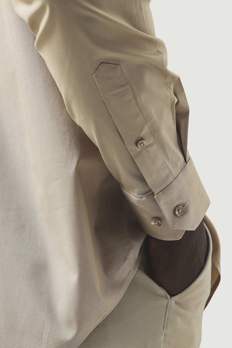 Camisa Manga Longa Regular Stretch Liso Areia — foto 4 de 7