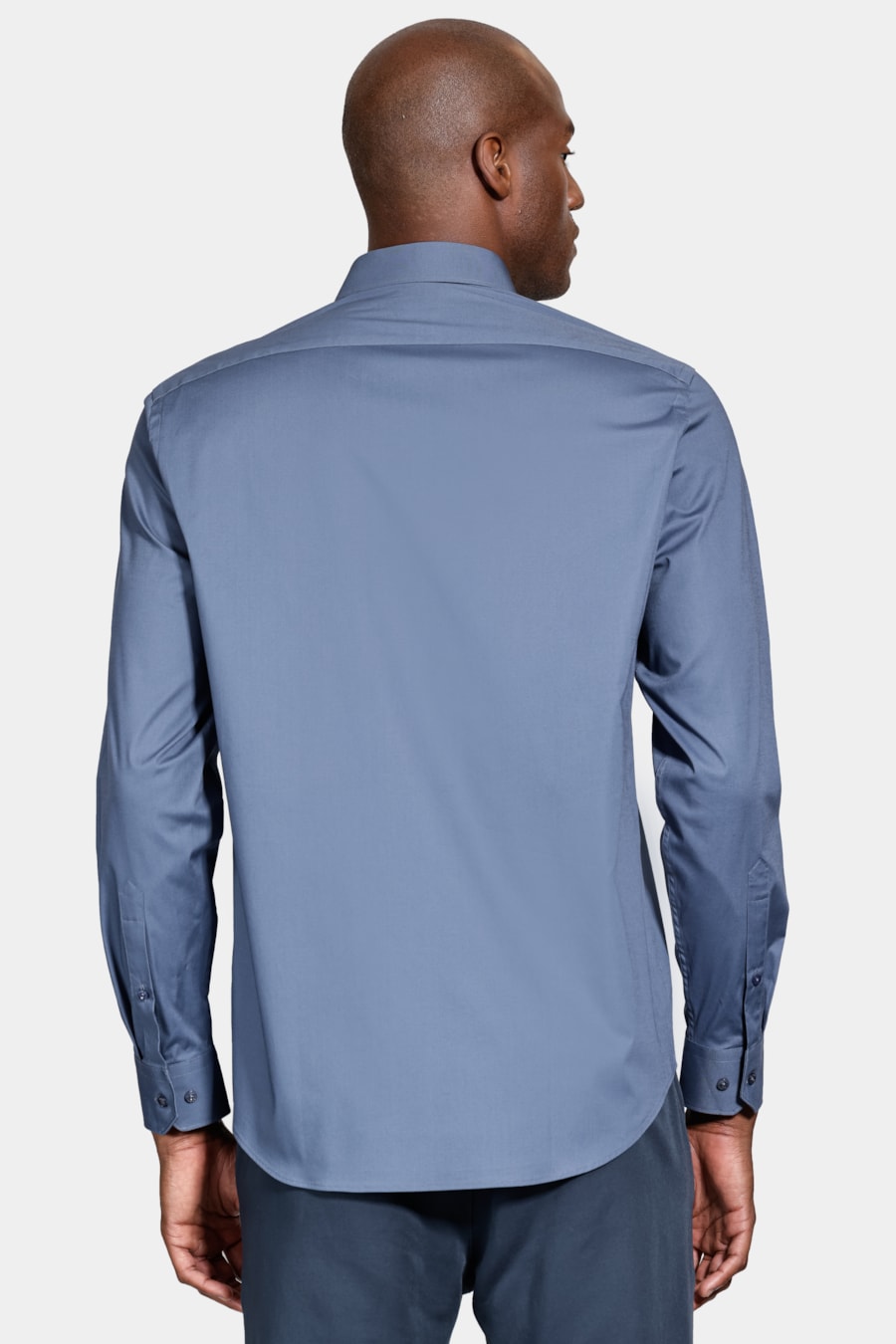 Camisa Manga Longa Regular Stretch Liso Azul Jeans — foto 4 de 6