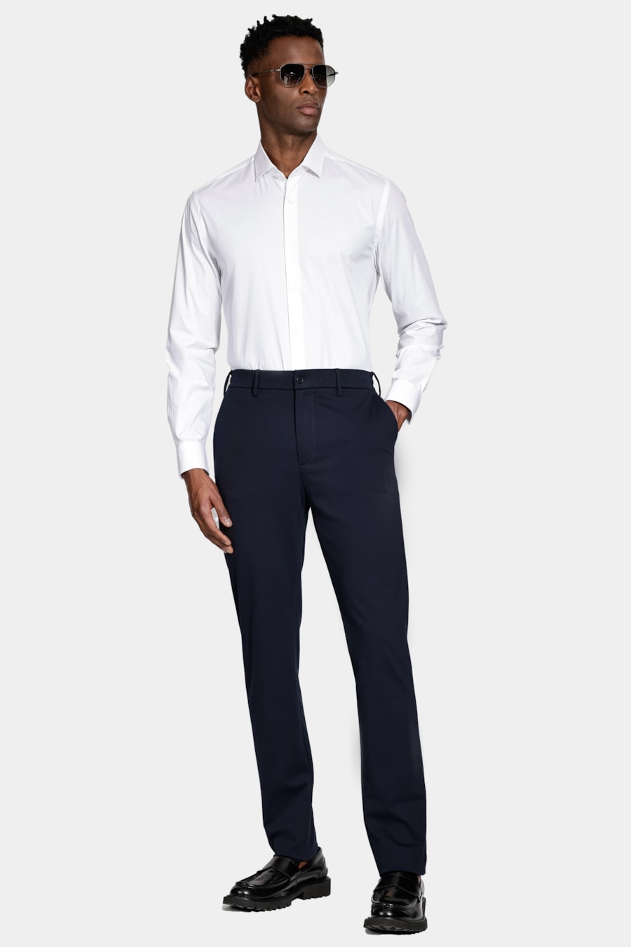 Camisa Manga Longa Regular Stretch Liso Branco — foto 4 de 6