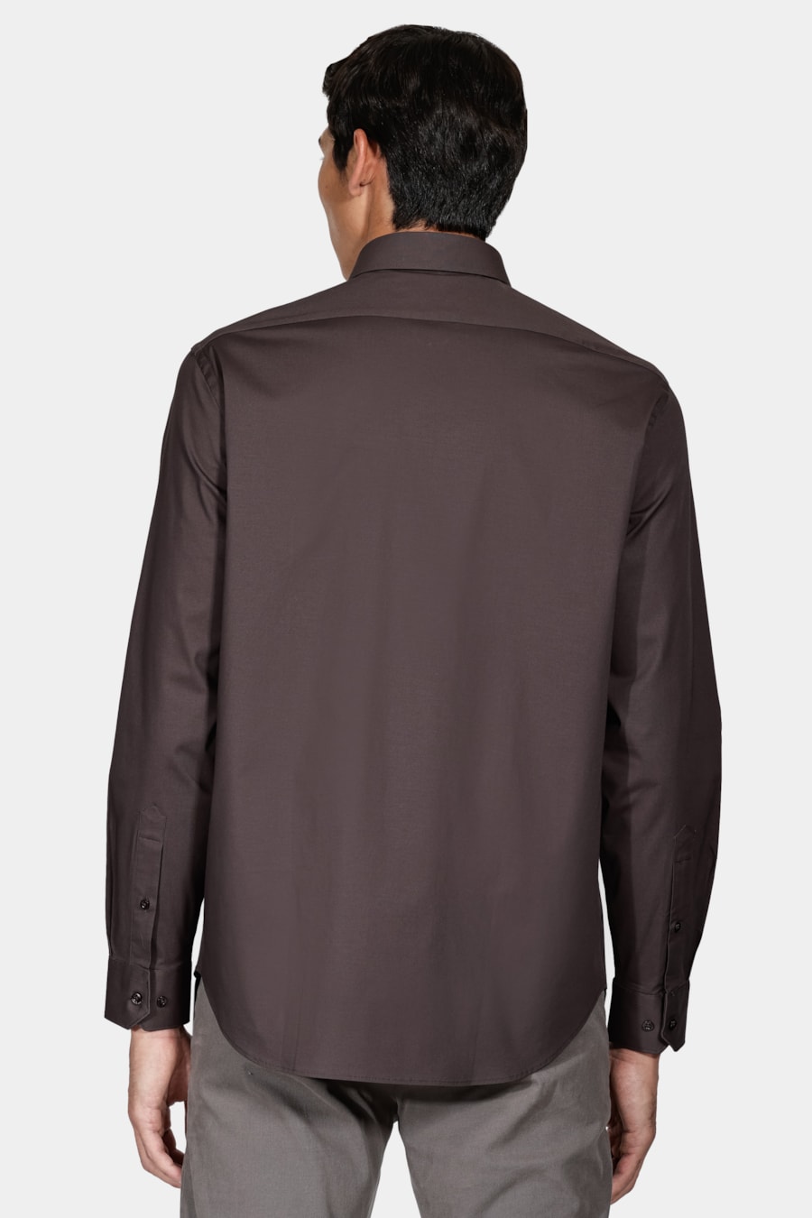 Camisa Manga Longa Regular Stretch Liso Chumbo — foto 4 de 5