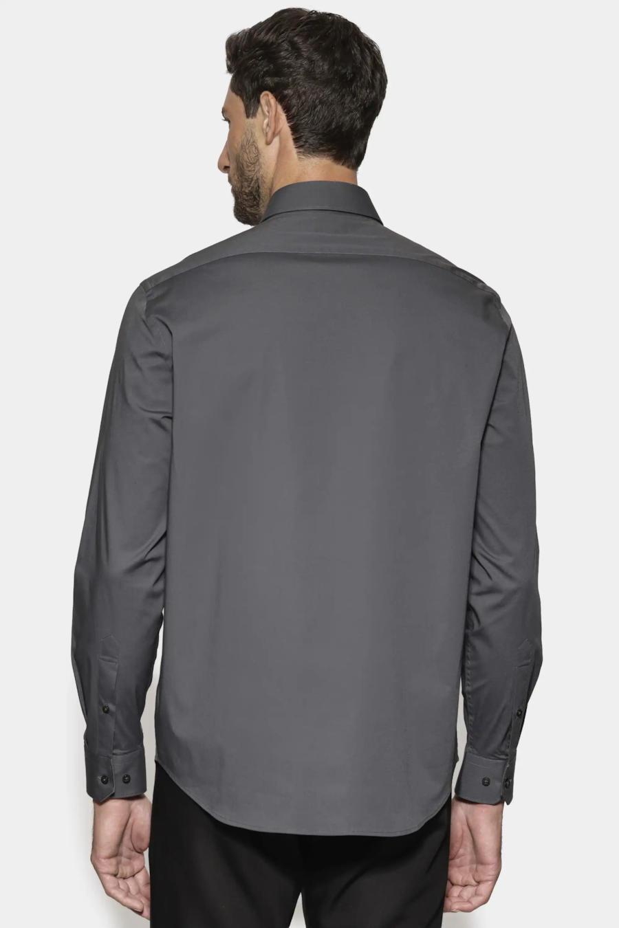 Camisa Manga Longa Regular Stretch Liso Grafite — foto 4 de 6
