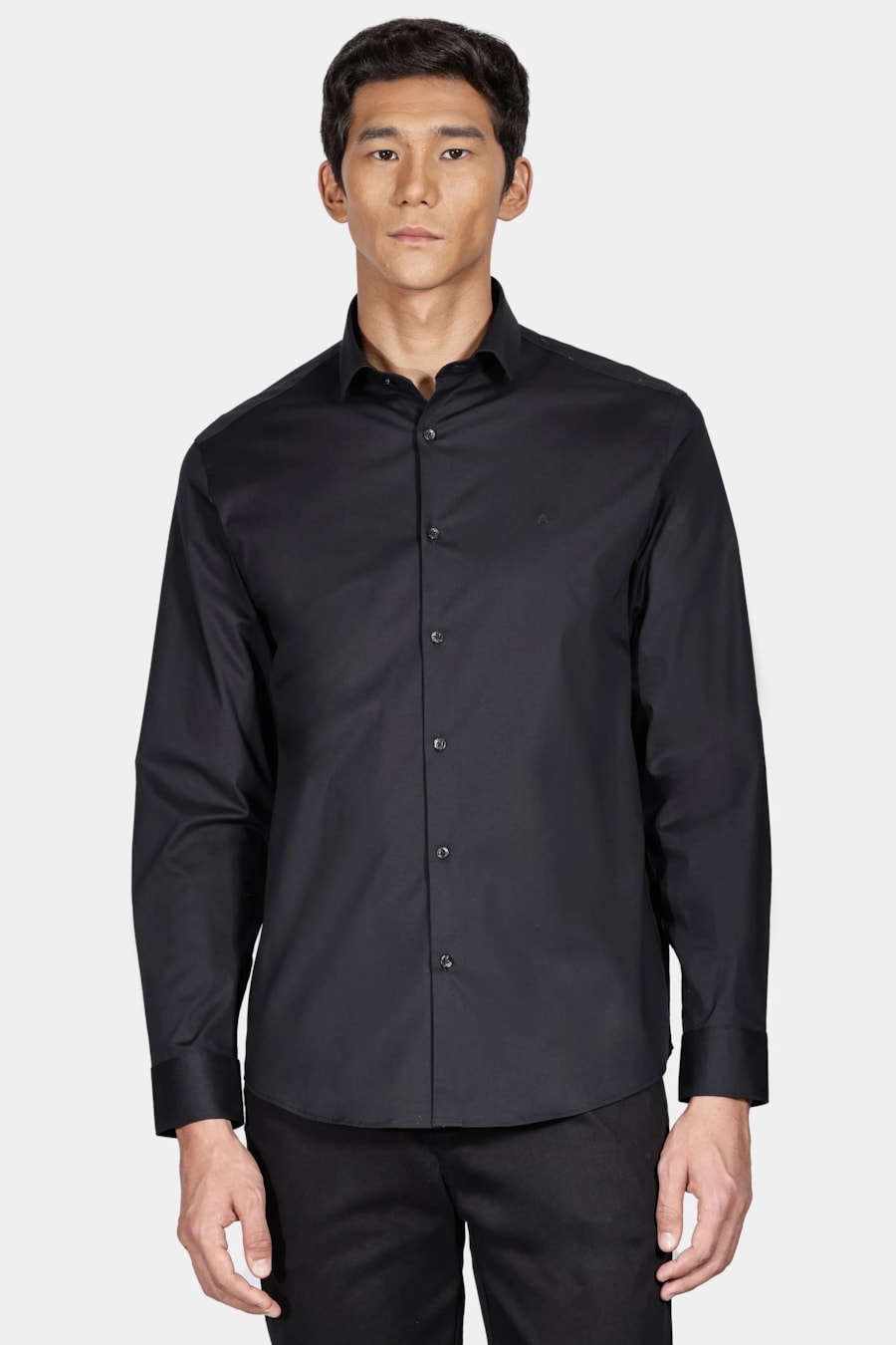 Camisa Manga Longa Regular Stretch Liso Preto — foto 1 de 5