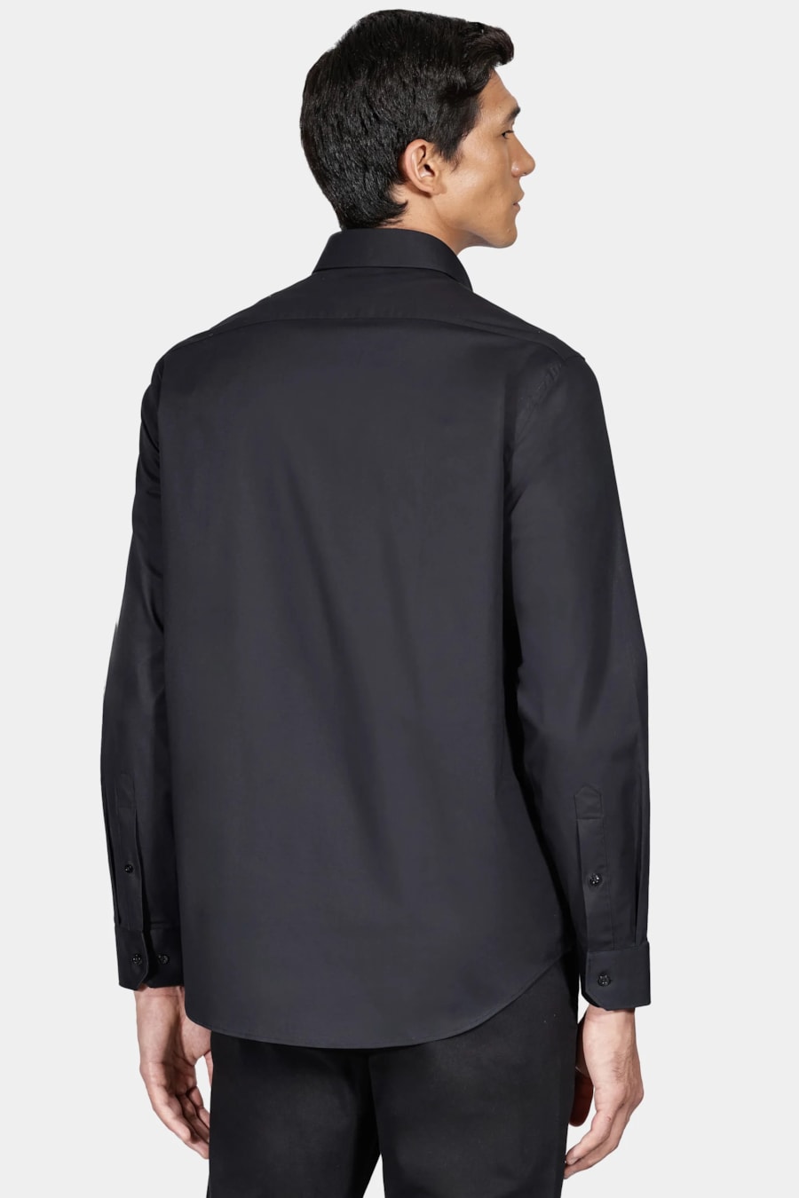 Camisa Manga Longa Regular Stretch Liso Preto — foto 4 de 5