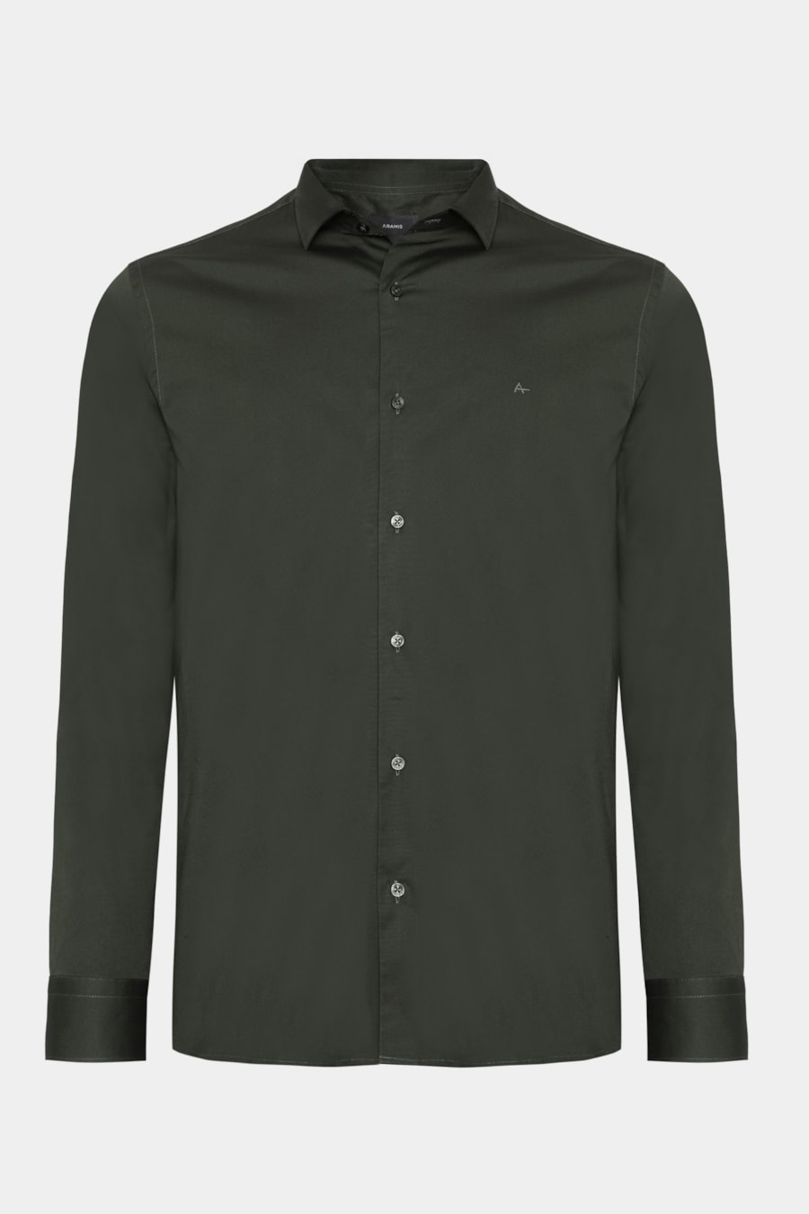 Camisa Manga Longa Regular Stretch Liso Verde Escuro — foto 5 de 6