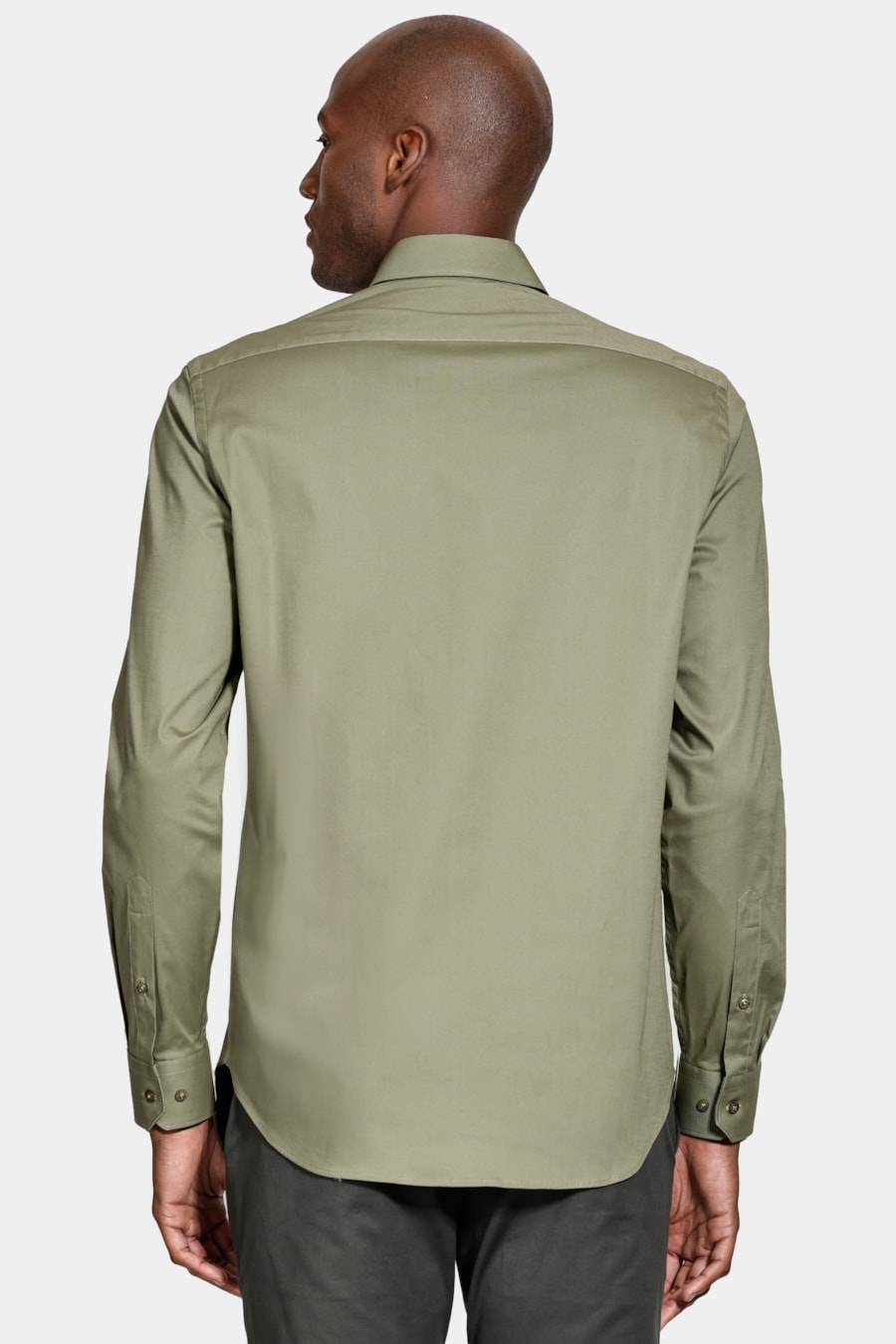 Camisa Manga Longa Regular Stretch Liso Verde Folha — foto 4 de 6