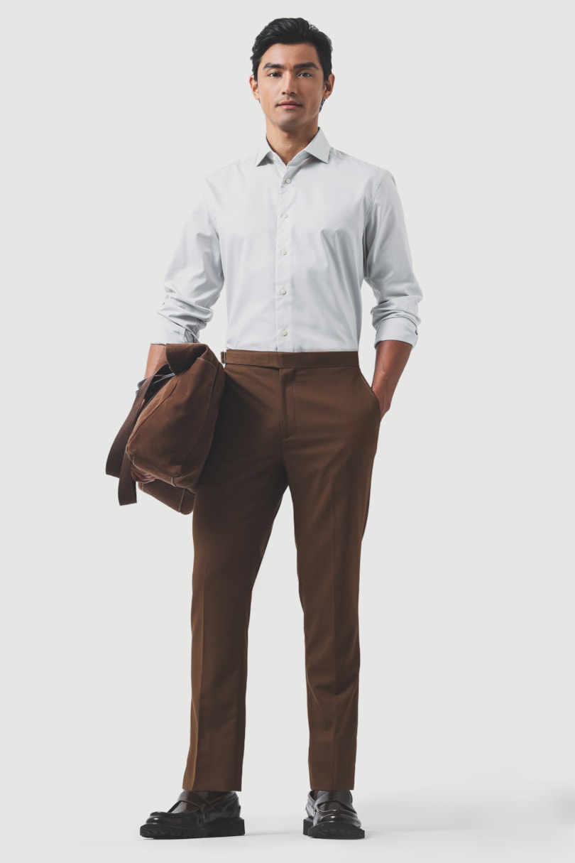 Camisa Manga Longa Regular Stripe Wrinkle Free Areia