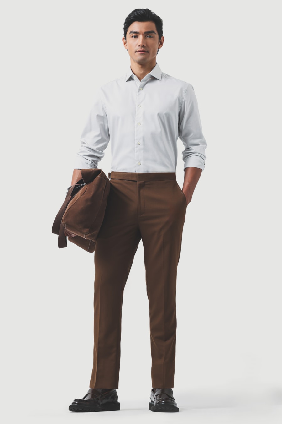 Camisa Manga Longa Regular Stripe Wrinkle Free Areia — foto 2 de 6