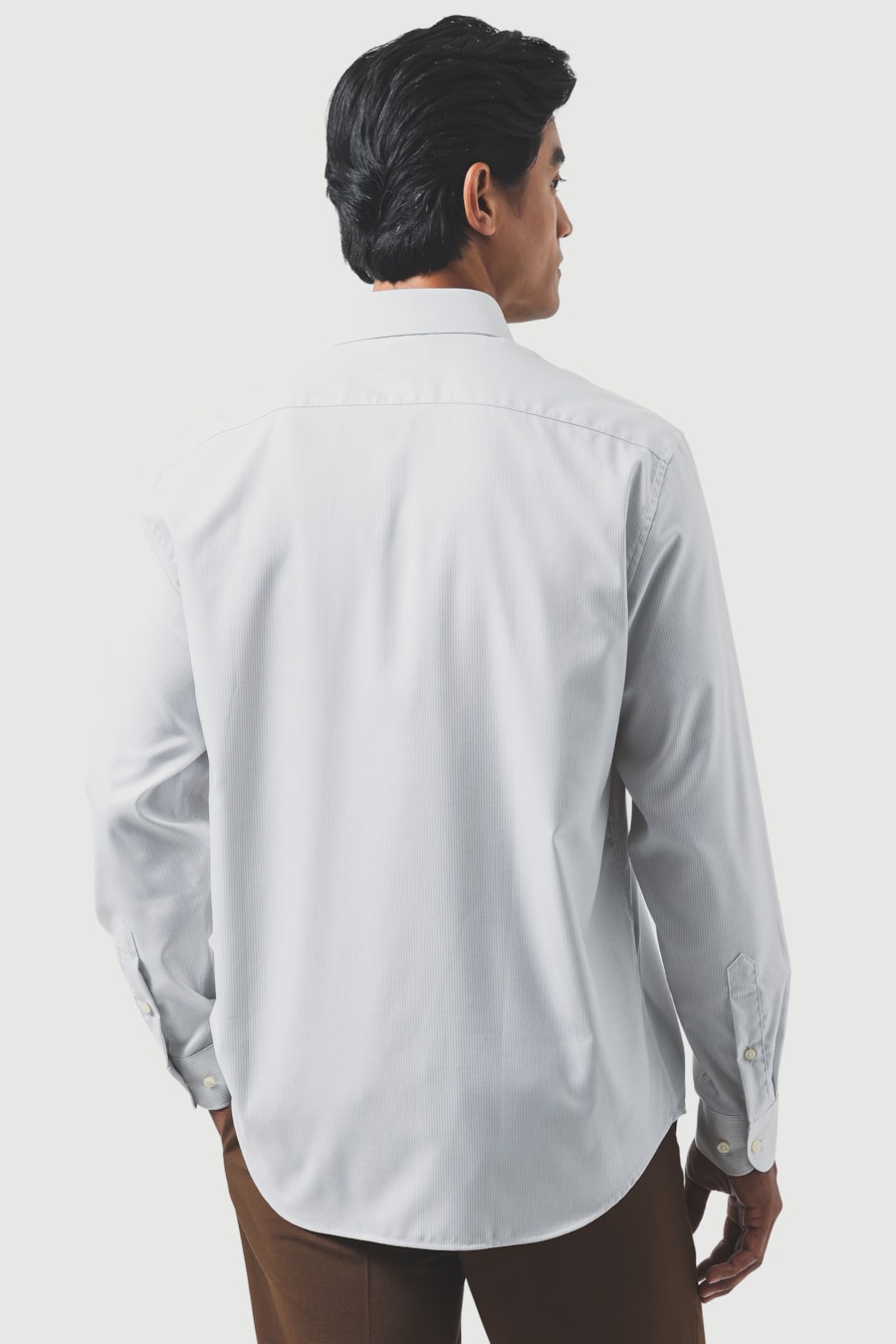 Camisa Manga Longa Regular Stripe Wrinkle Free Areia — foto 4 de 6