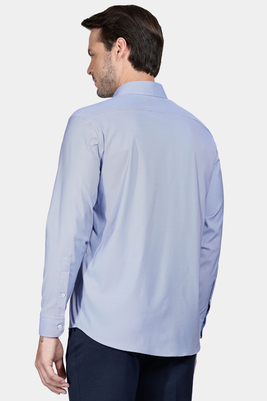  Camisa Manga Longa Regular Tech Flex Falso Liso Azul — foto 4 de 6