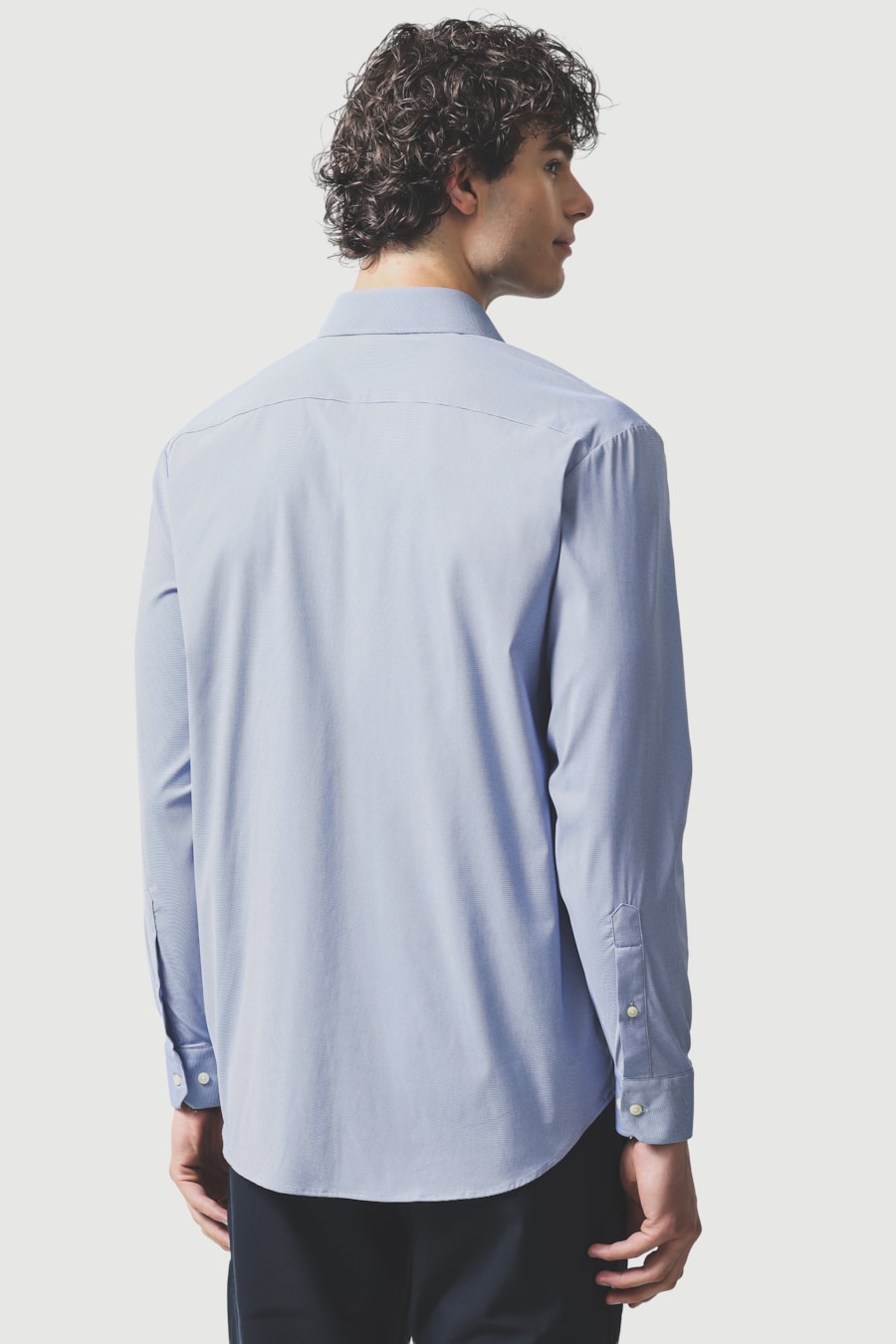 Camisa Manga Longa Regular Tech Flex Falso Liso Azul — foto 4 de 7