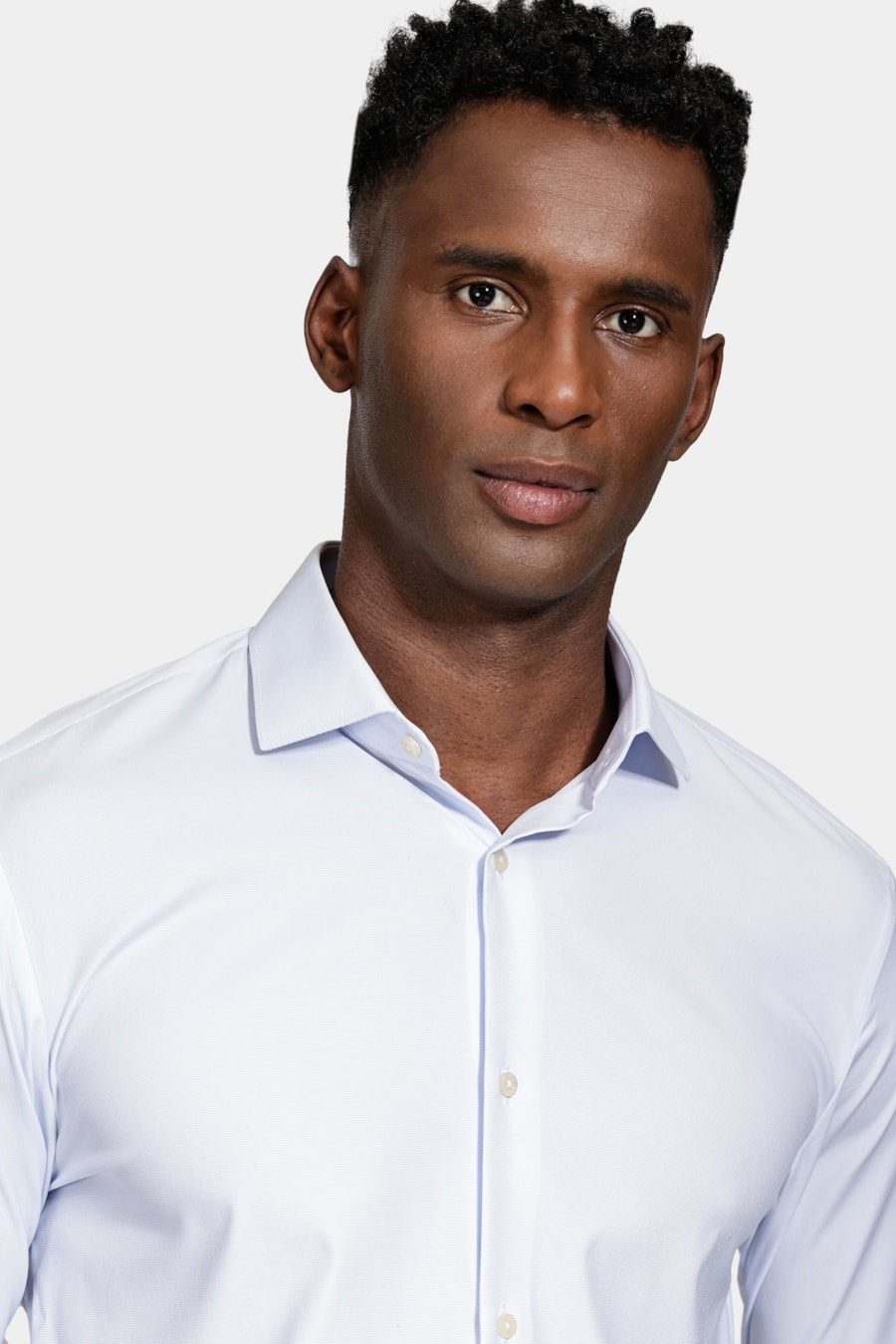 Camisa Manga Longa Regular Tech Flex Liso Azul Claro C/Branco — foto 3 de 6