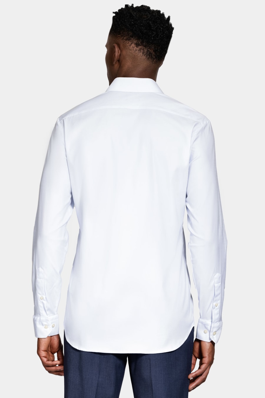 Camisa Manga Longa Regular Tech Flex Liso Azul Claro C/Branco — foto 4 de 6