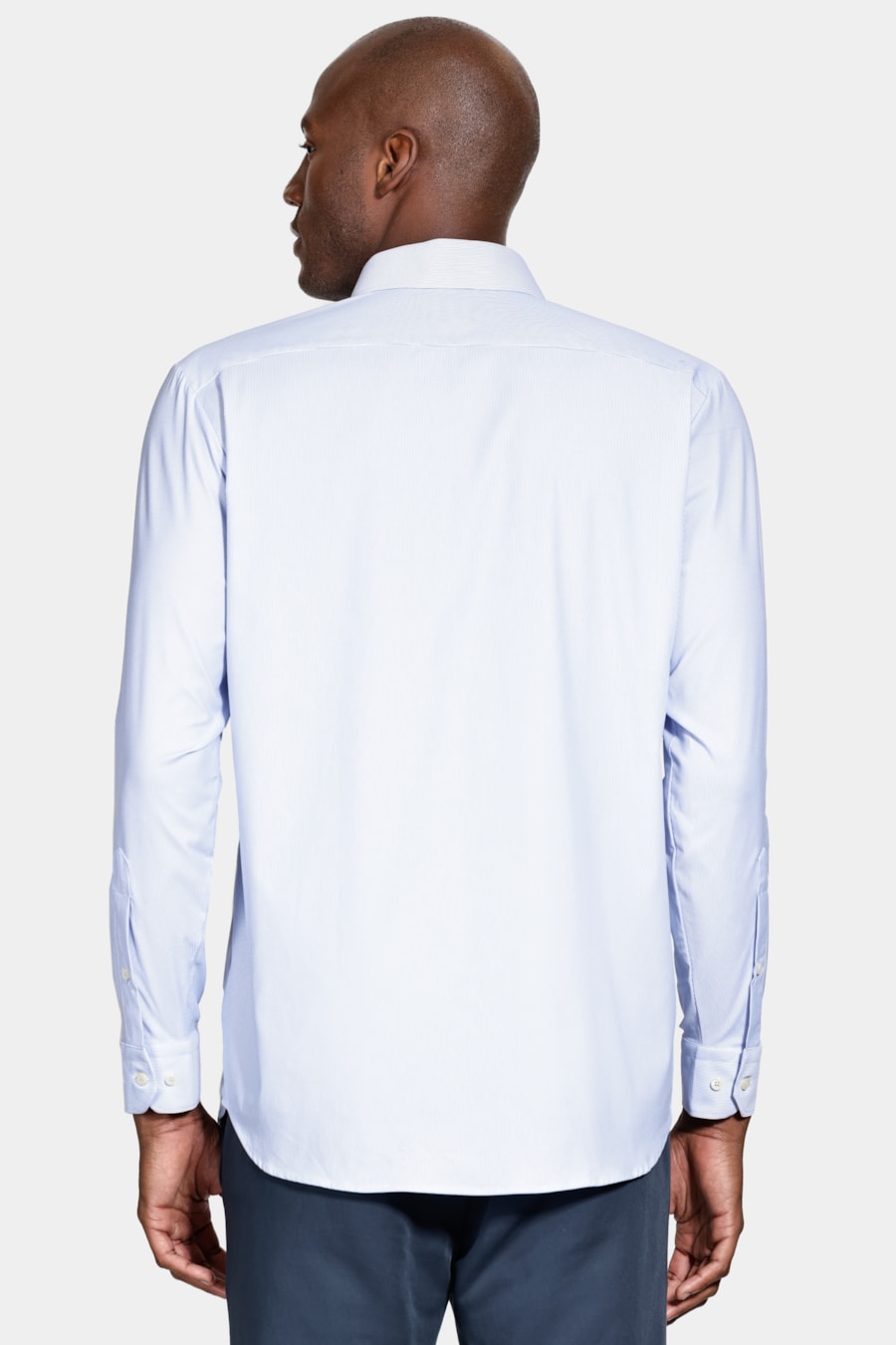 Camisa Manga Longa Regular Tech Flex Listrada Azul C/Branco — foto 4 de 6