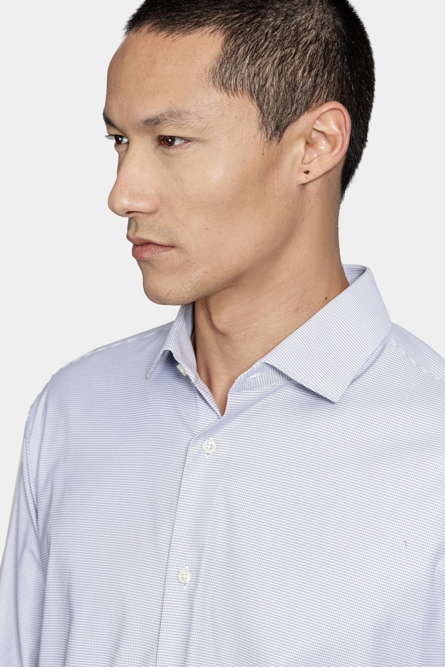 Camisa Manga Longa Regular Tech Flex Micro Xd Branco C/Azul — foto 3 de 6
