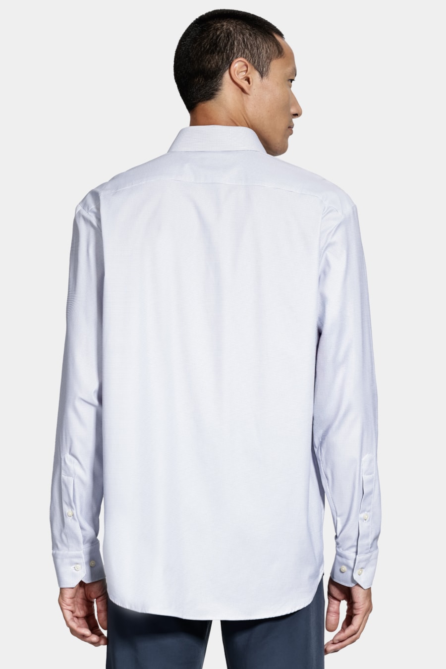 Camisa Manga Longa Regular Tech Flex Micro Xd Branco C/Azul — foto 4 de 6