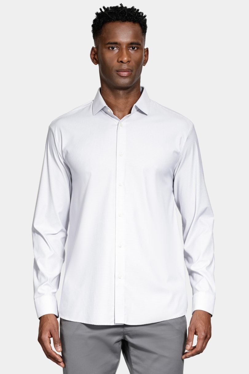 Camisa Manga Longa Regular Tech Flex Micro Xd Branco C/Cinza