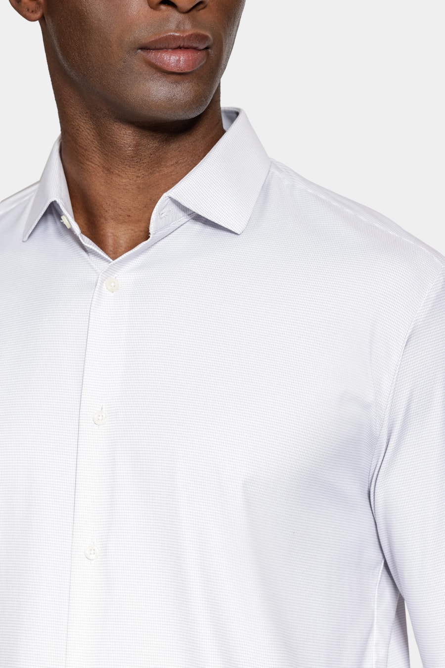 Camisa Manga Longa Regular Tech Flex Micro Xd Branco C/Cinza — foto 3 de 6