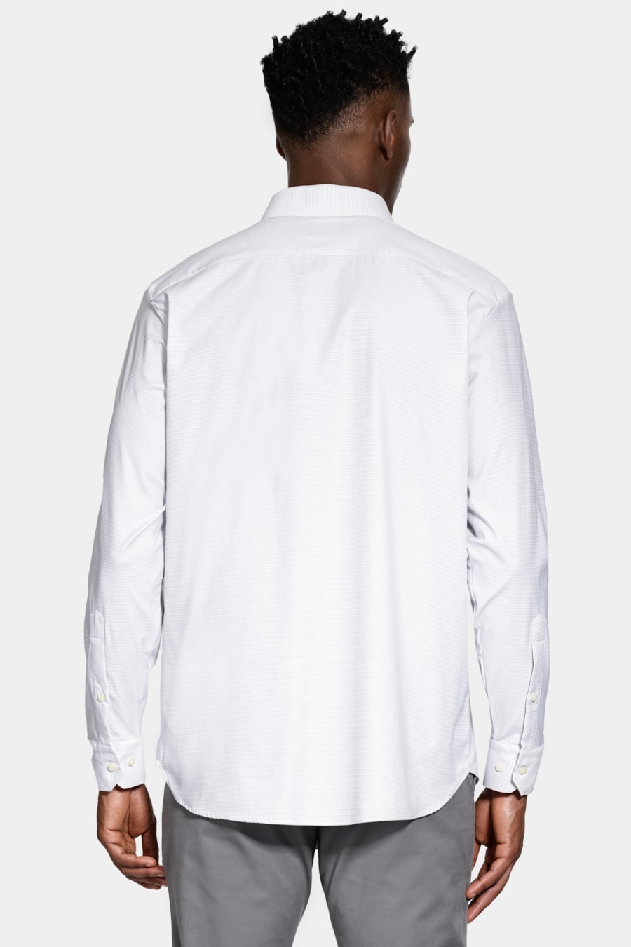 Camisa Manga Longa Regular Tech Flex Micro Xd Branco C/Cinza — foto 4 de 6