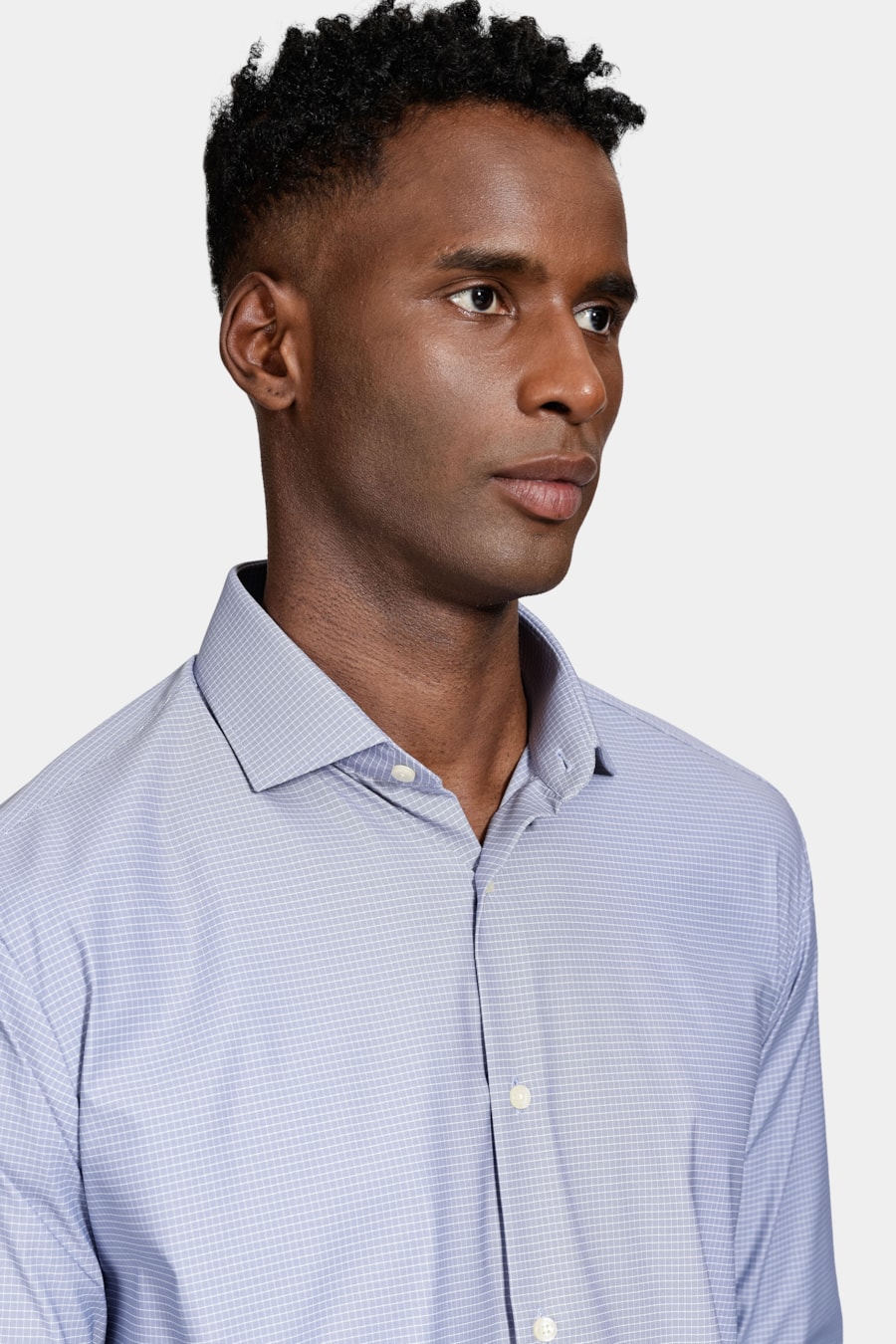 Camisa Manga Longa Regular Tech Flex Xadrez Azul C/Branco — foto 3 de 5
