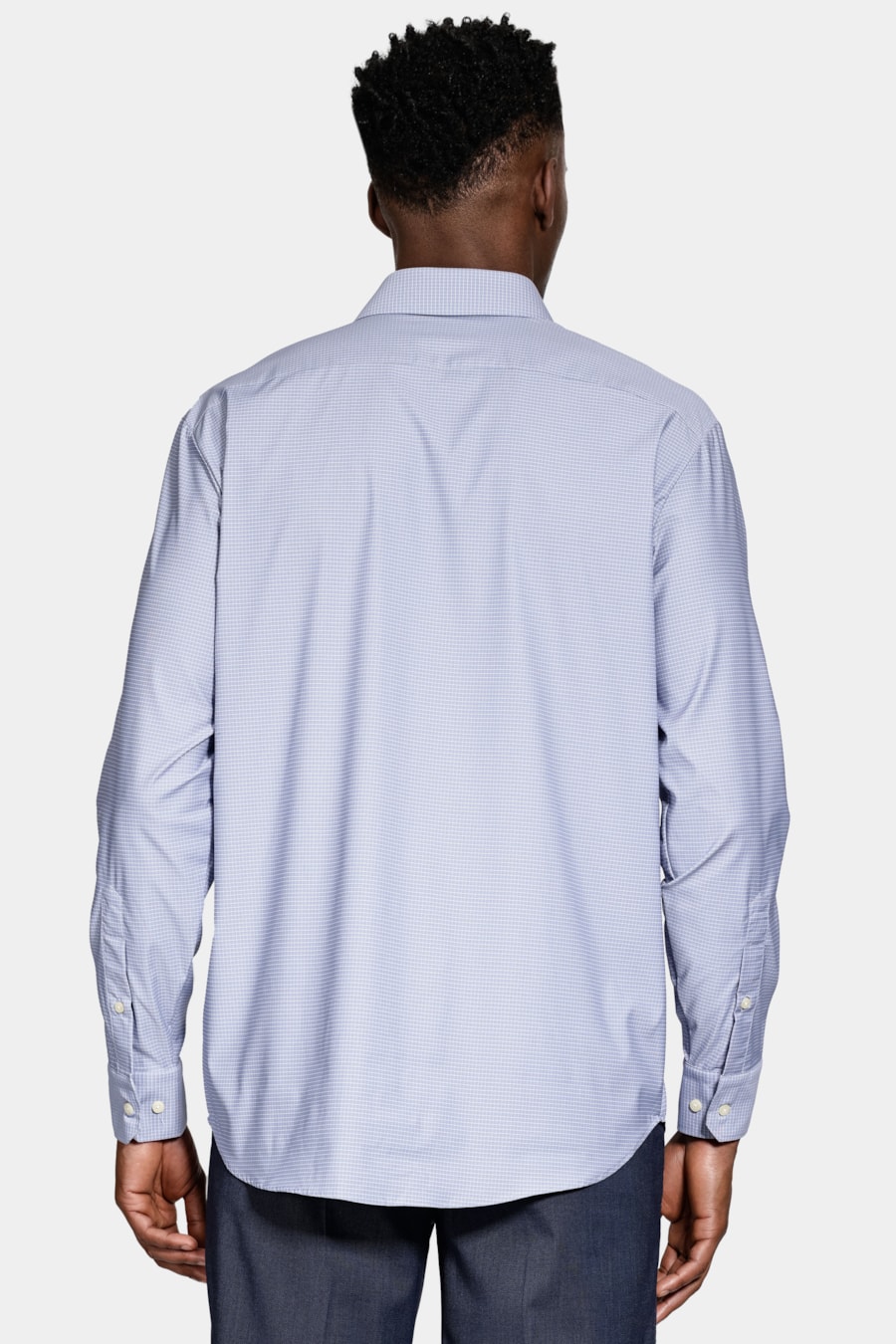 Camisa Manga Longa Regular Tech Flex Xadrez Azul C/Branco — foto 4 de 5