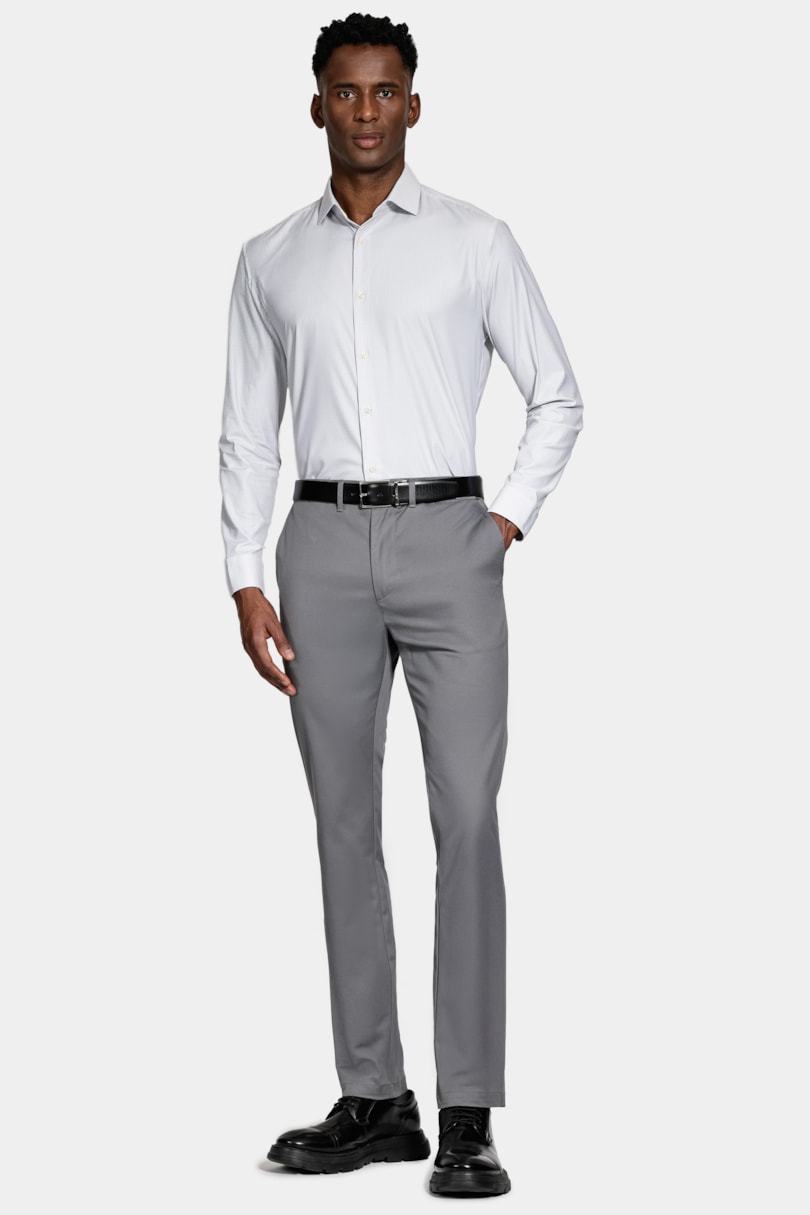 Camisa Manga Longa Regular Tech Flex Xadrez Branco C/Cinza