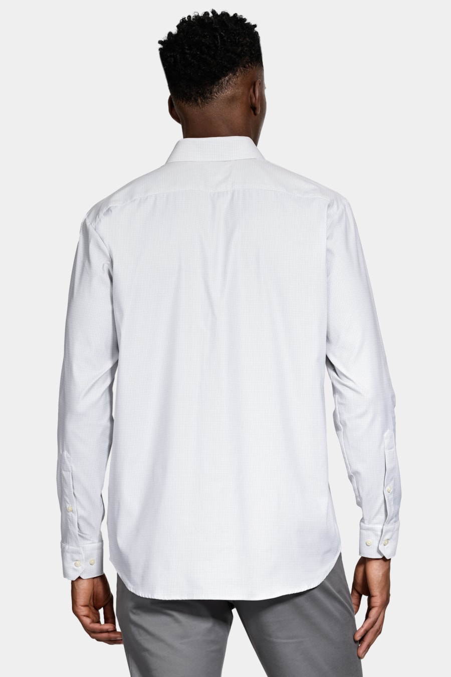 Camisa Manga Longa Regular Tech Flex Xadrez Branco C/Cinza — foto 4 de 5