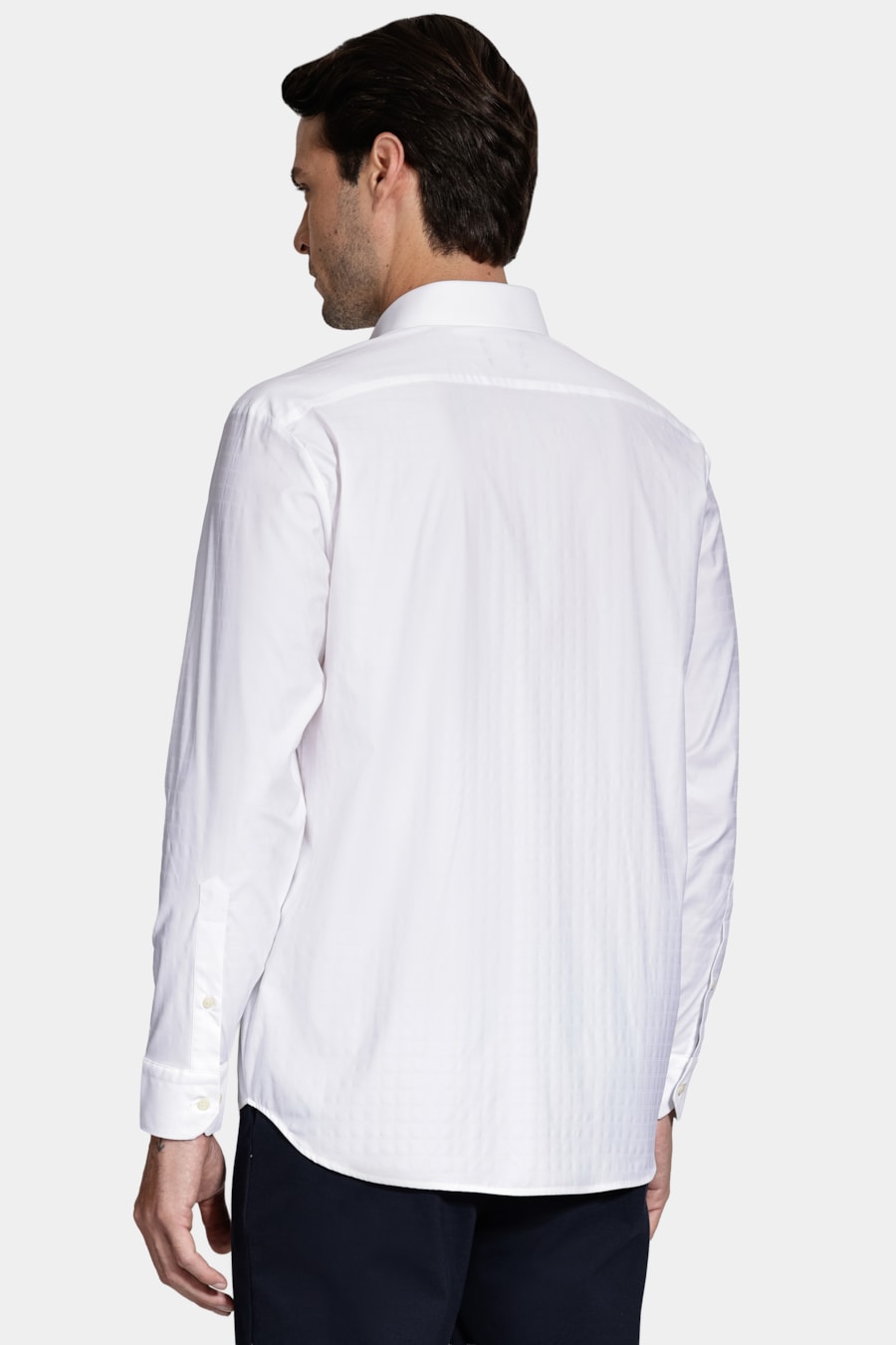 Camisa Manga Longa Regular Tech Flex Xadrez Falso Liso Branco — foto 4 de 6