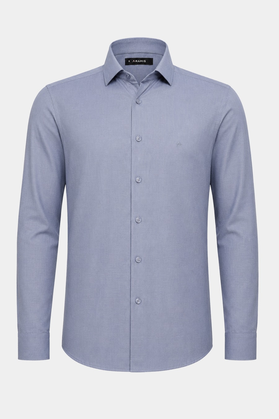 Camisa Manga Longa Regular Textura Quadrado Mini Azul Jeans — foto 5 de 6
