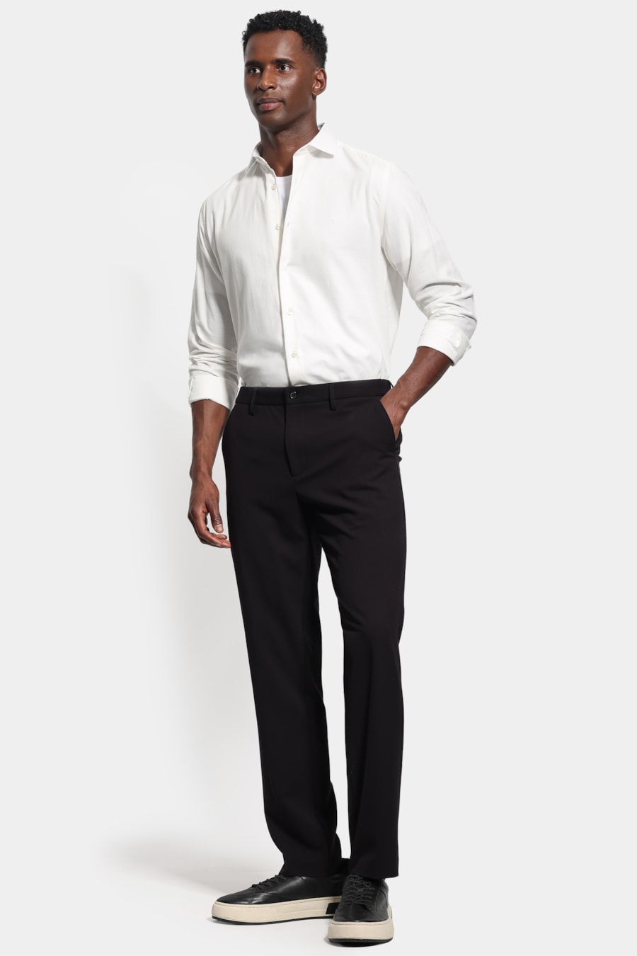 Camisa Manga Longa Regular Textura Quadrado Mini Off White — foto 2 de 6