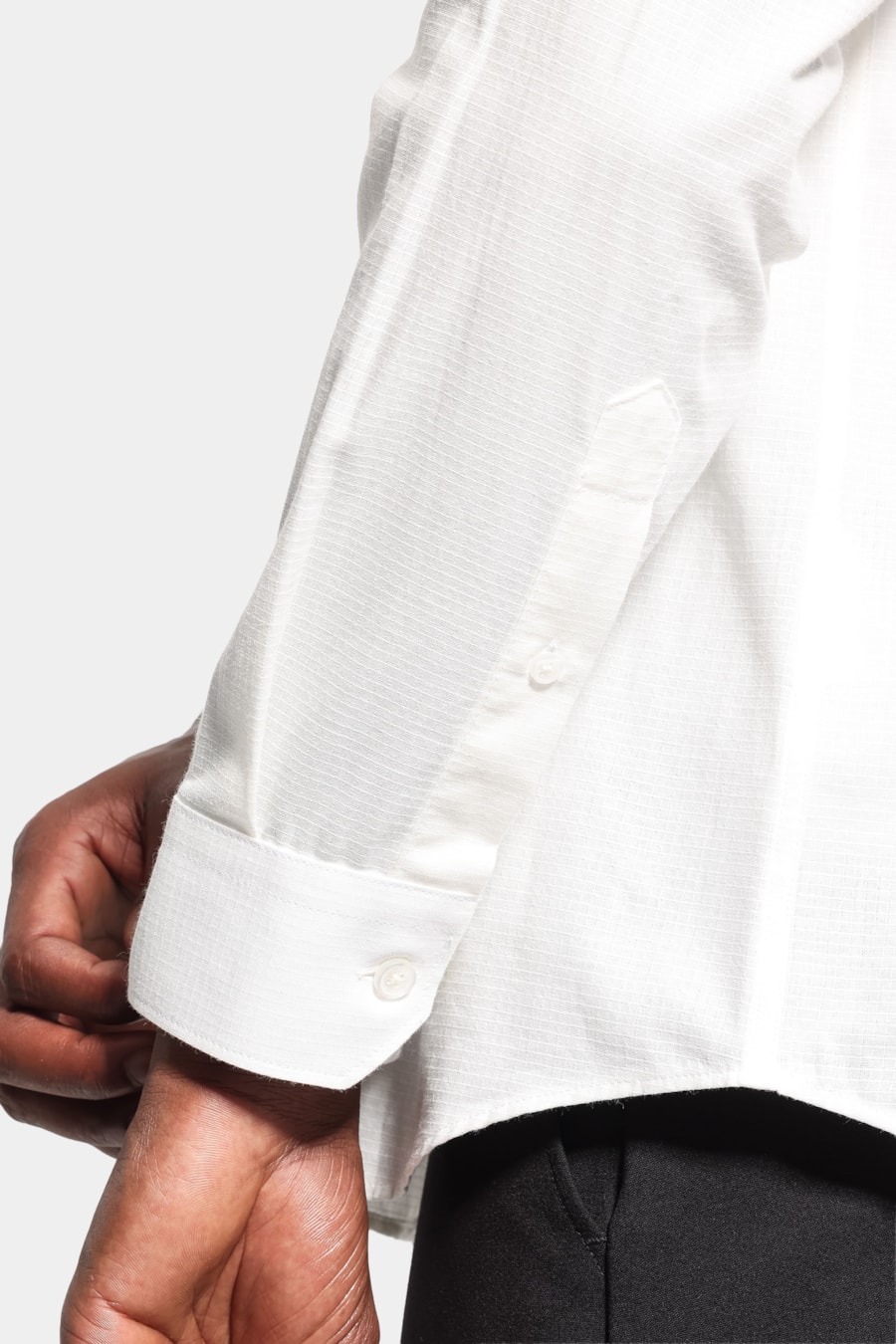 Camisa Manga Longa Regular Textura Quadrado Mini Off White — foto 3 de 6