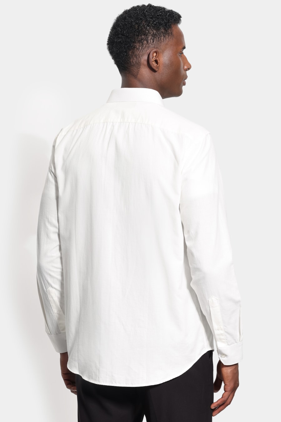Camisa Manga Longa Regular Textura Quadrado Mini Off White — foto 4 de 6
