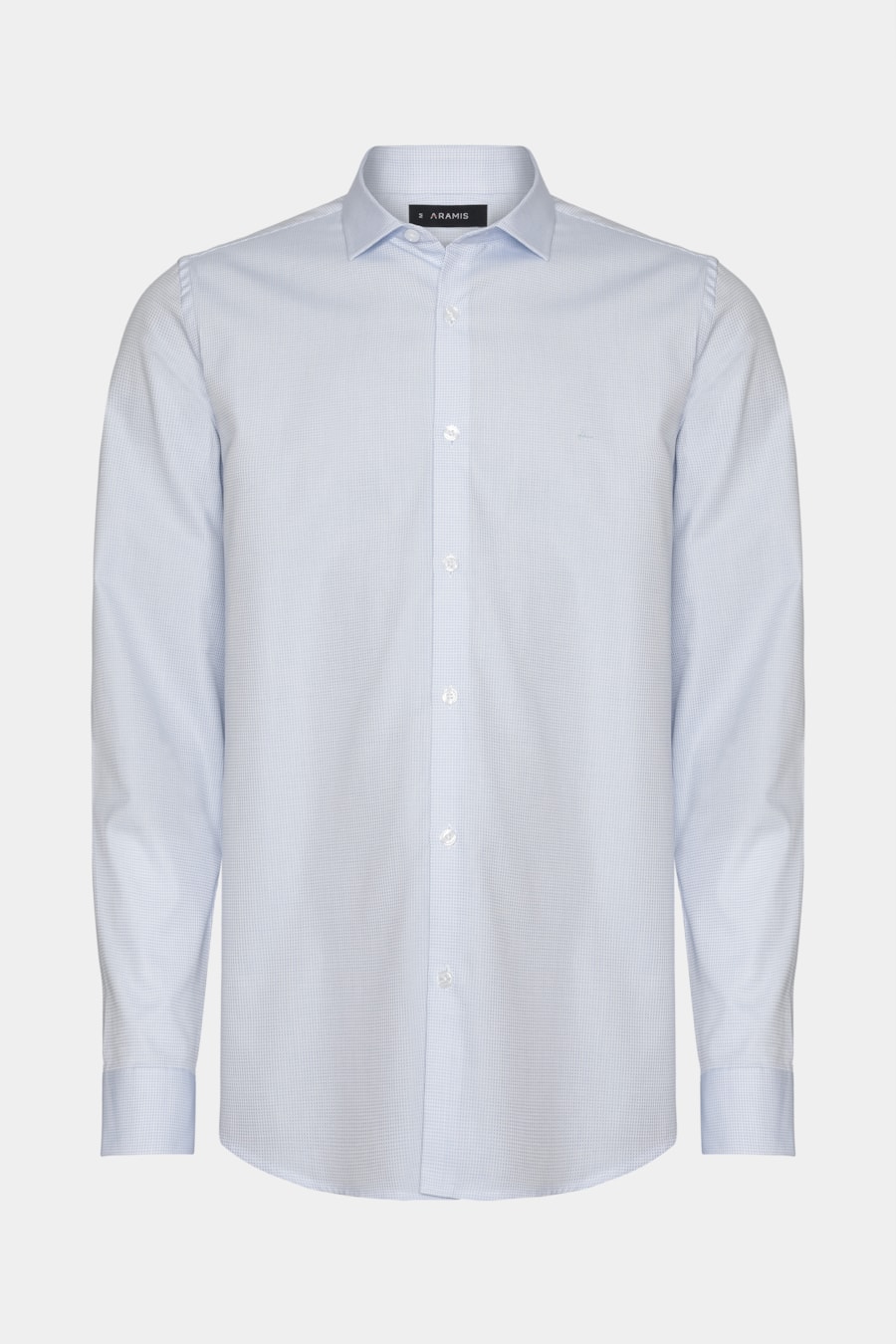 Camisa  Manga Longa Regular Tricoline Algodão Textura Azul Claro — foto 5 de 6