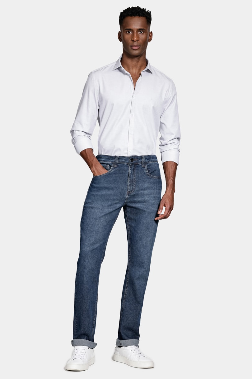 Camisa  Manga Longa Regular Tricoline Algodão Textura Cinza